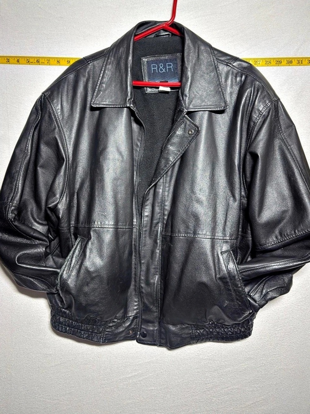 R&R vintage Leather bomber Jacket Size Large